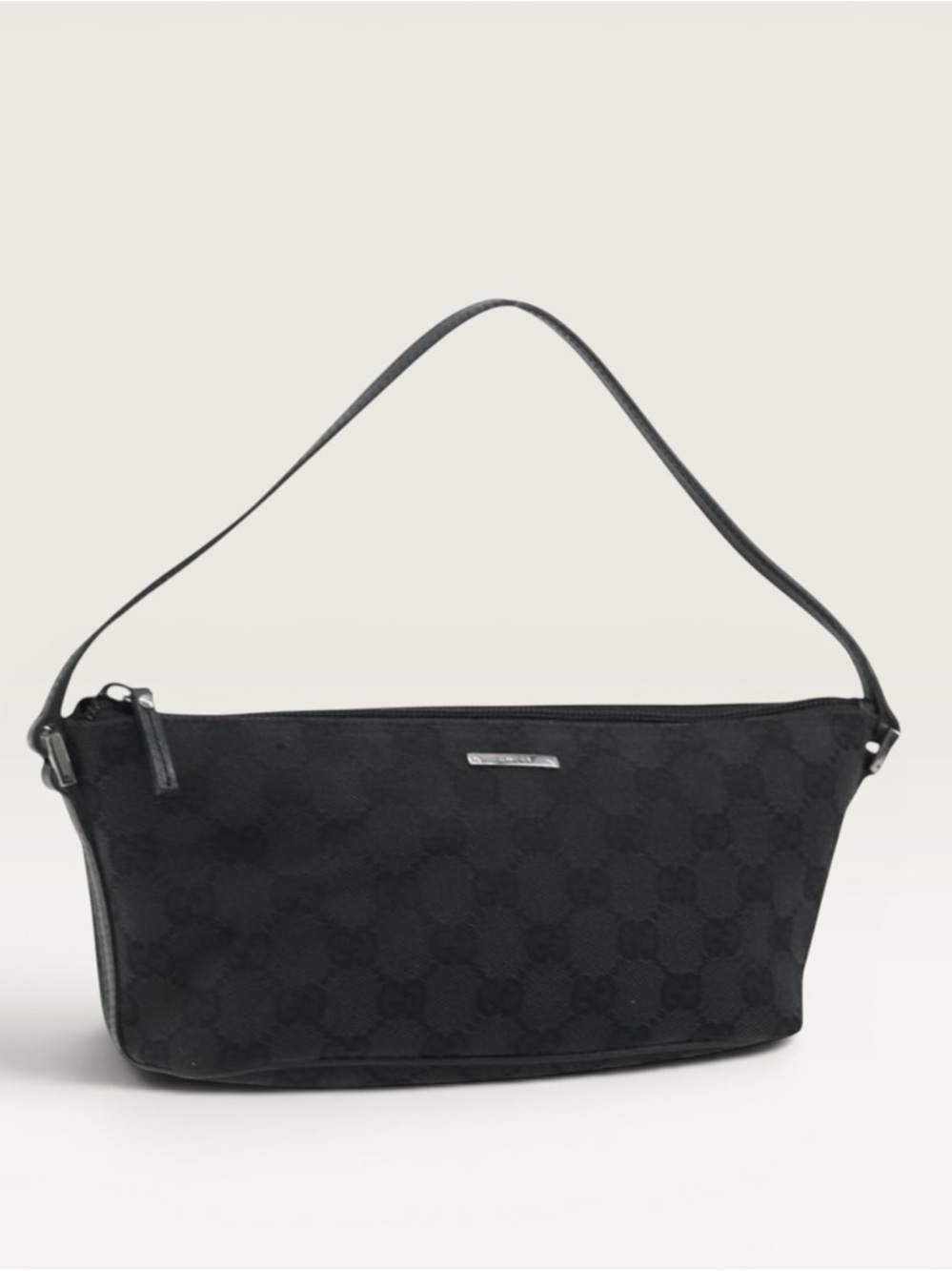 Gucci GG Canvas Boat Pochette Black Mini Shoulder Bag Silver Hardware - Picture 9 of 16